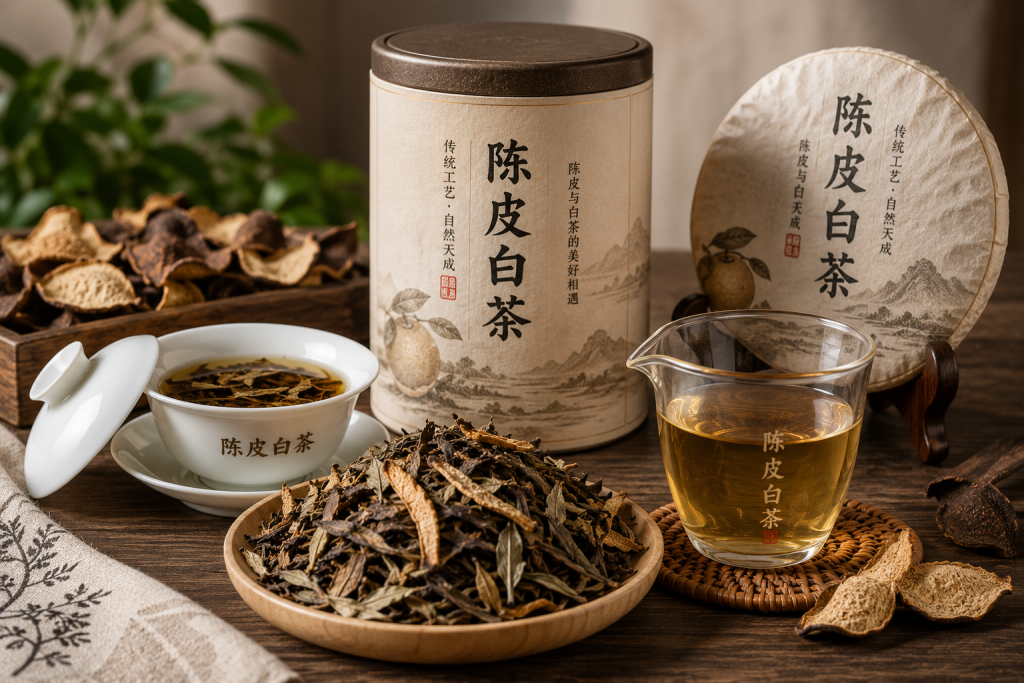 陈皮白茶：陈皮果香与白茶清甜融合的温润茶饮